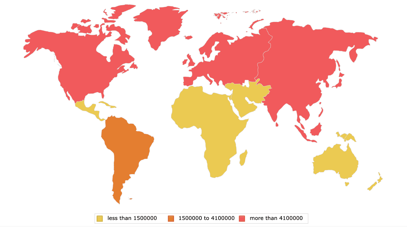 mappa contenuti corona virus nel mondo